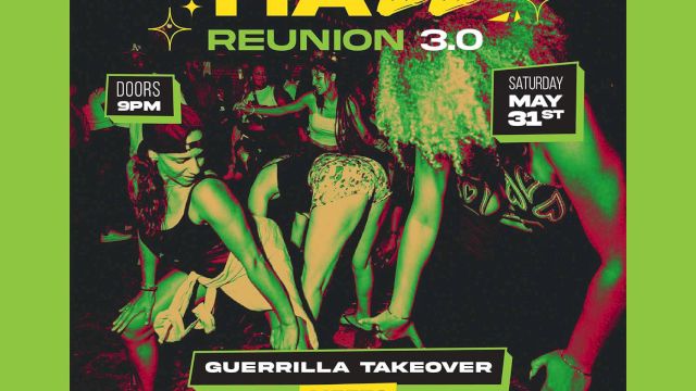 A poster for "Dance Hall Reunion 3.0" event on May 31st featuring Guerrilla Takeover and Jah Warrior Shelter in Santa Rosa, CA.